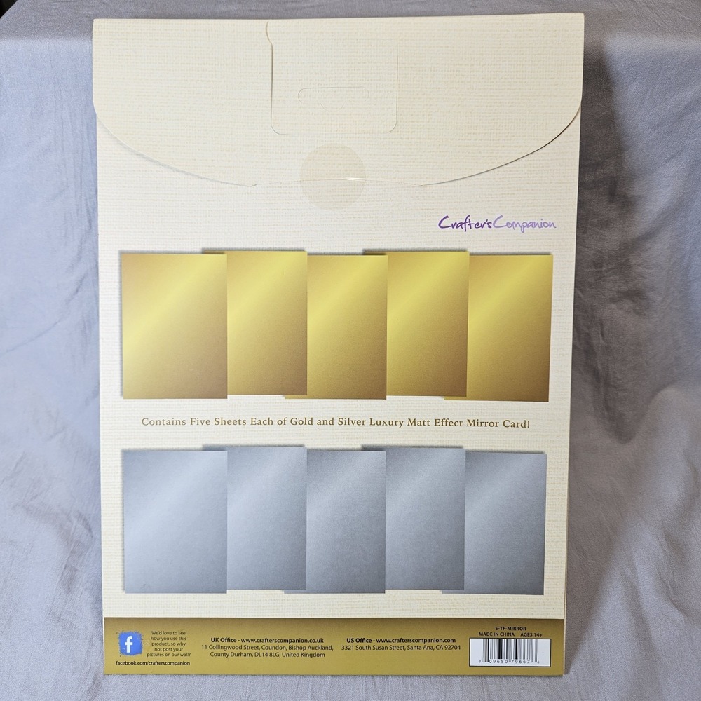 CRAFTERS COMPANION LUXURY MIRROR CARD SARA DAVIES SIGNATURE COLLECT. GOLD SILVER - Picture 4 of 6
